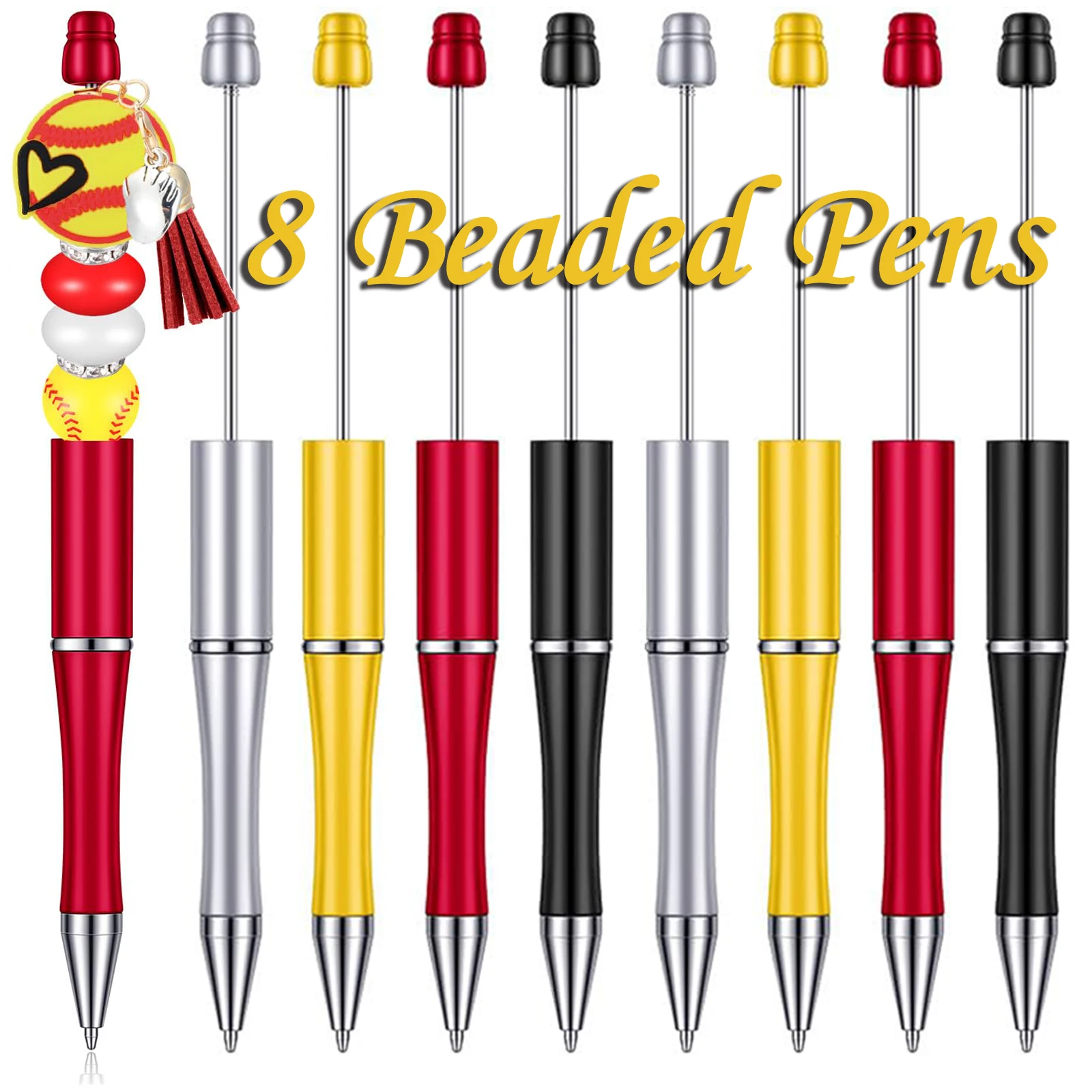 

8Pcs DIY Beaded Ballpoint Pen Manufacturers Sales Student Gel Pens Creative DIY Handmade Bead Pen Plastic Ball Pen Wholesale