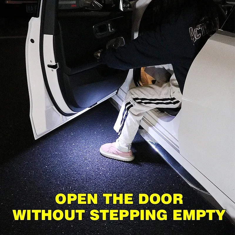 Spia per portiera dell'auto, lampada per proiettore di benvenuto a LED universale con logo personalizzato per la maggior parte delle auto, luce ambientale di sicurezza anticollisione