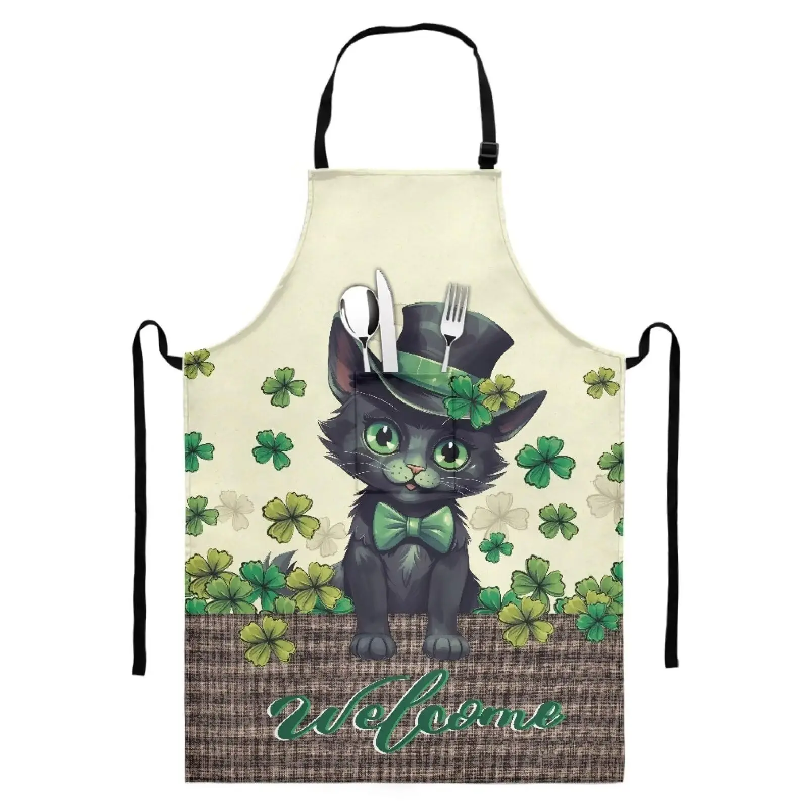 

Cat Cooking Apron with Pockets, Adjustable Neck Tie Apron, Women Men Chef Aprons Home Kitchen Anti Dirt Oil Apron