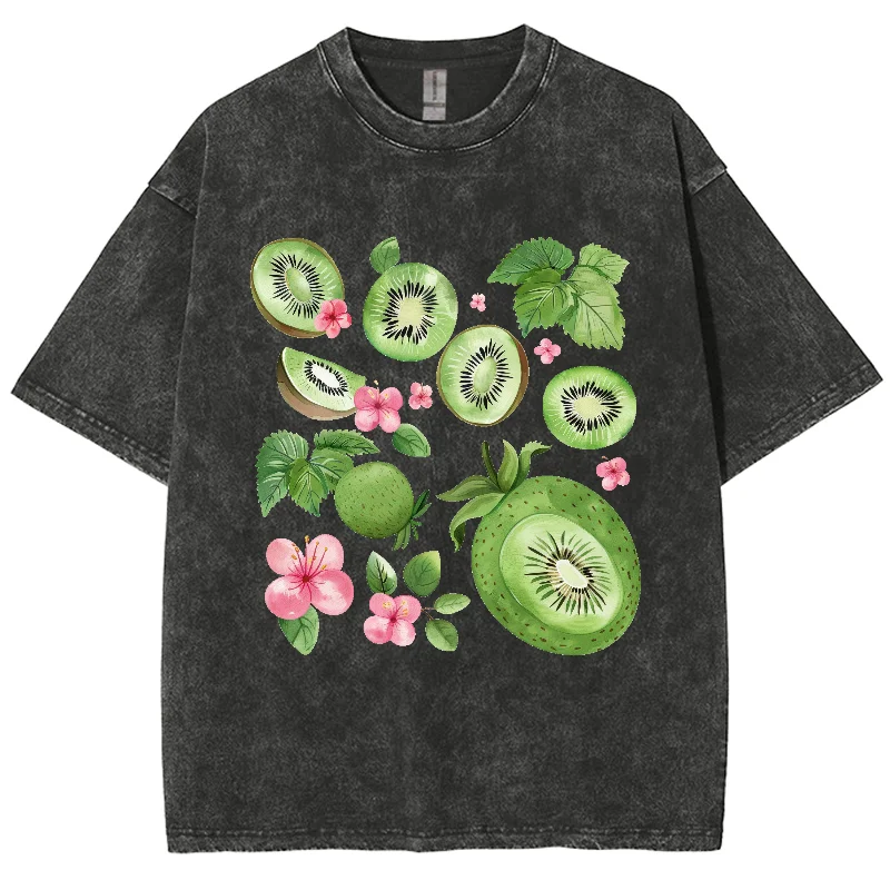 Summer Comfort Women's T-Shirt Fruit Print Small Fresh Design Sense Short Sleeve Oversized Neutral Short Sleeve Casual Simple