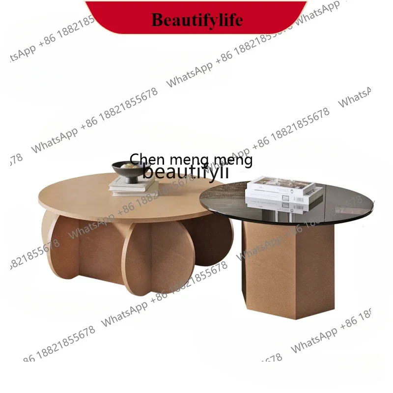 

G153 Light Luxury Minimalist Glass Tea Table Combination Modern Living Room Home Minimalist Size Combination Designer Model