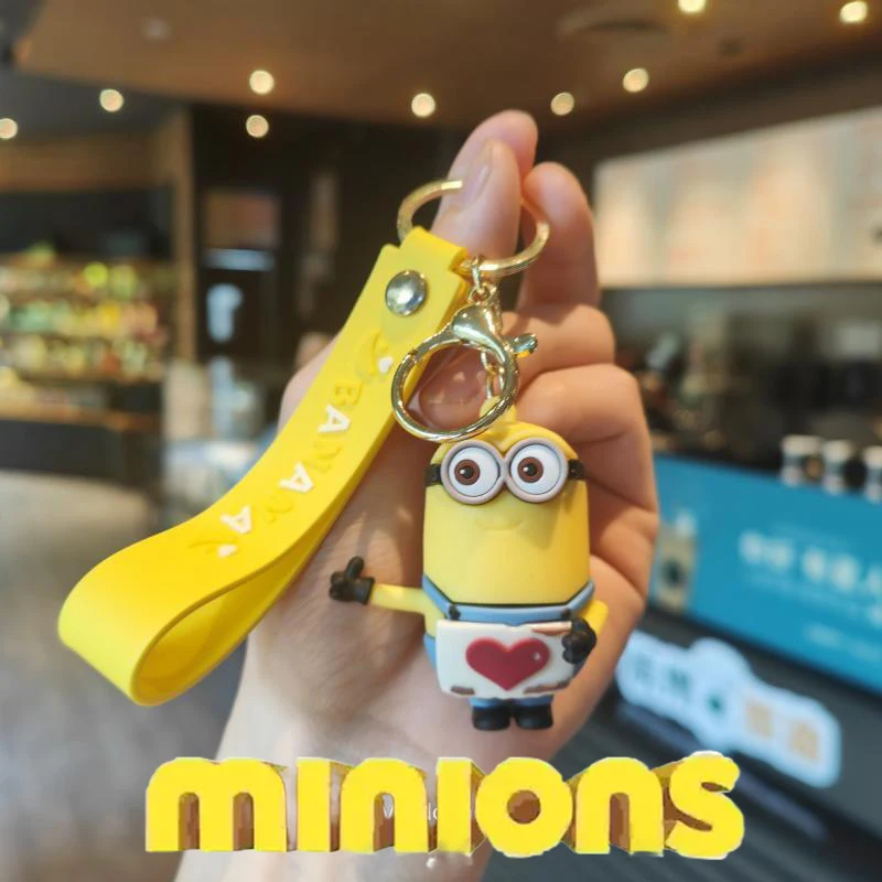 Minions Keychain Cartoon Anime Despicable Me Figure Kevin Bob Model Backpack Pendant Car Key Holder Accessories Wholesale Gift image 5