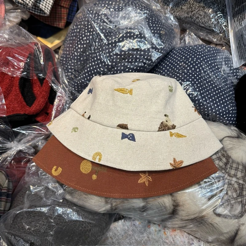 

Новые милые ретро-шляпы-ведёрки с вышивкой для женщин: весенне-летние повседневные универсальные рыбацкие кепки