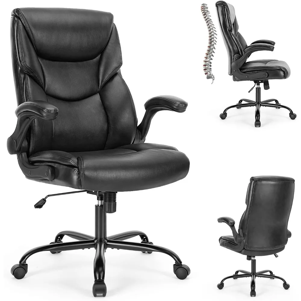 

Office Chair - Ergonomic Executive Computer Desk Chairs with Adjustable Flip-up Armrest, Swivel Task Chair with Lumbar Sup