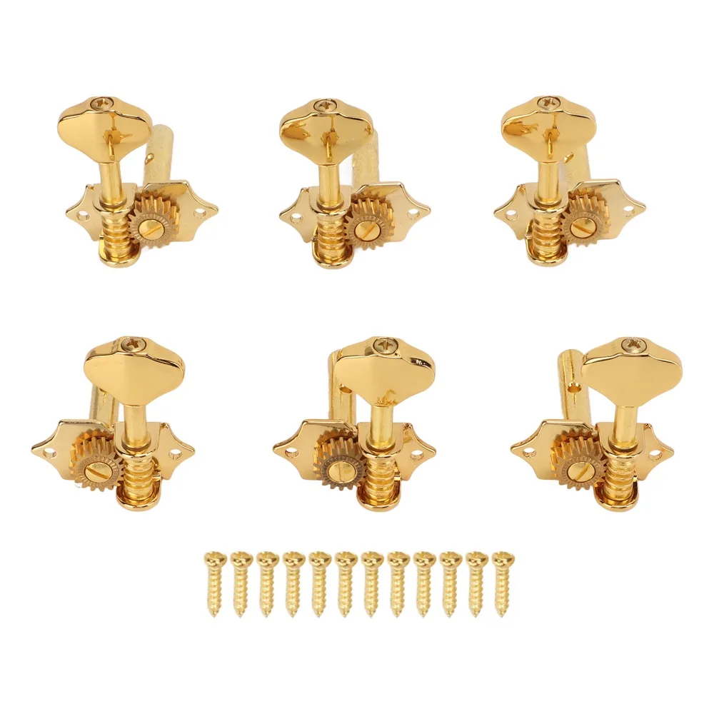 Metal Material Guitar Tuning Pegs 18:1 Gear Ratio Golden Guitar Tuning Keys 3+3 Configuration Guitar Tuning Machine Set