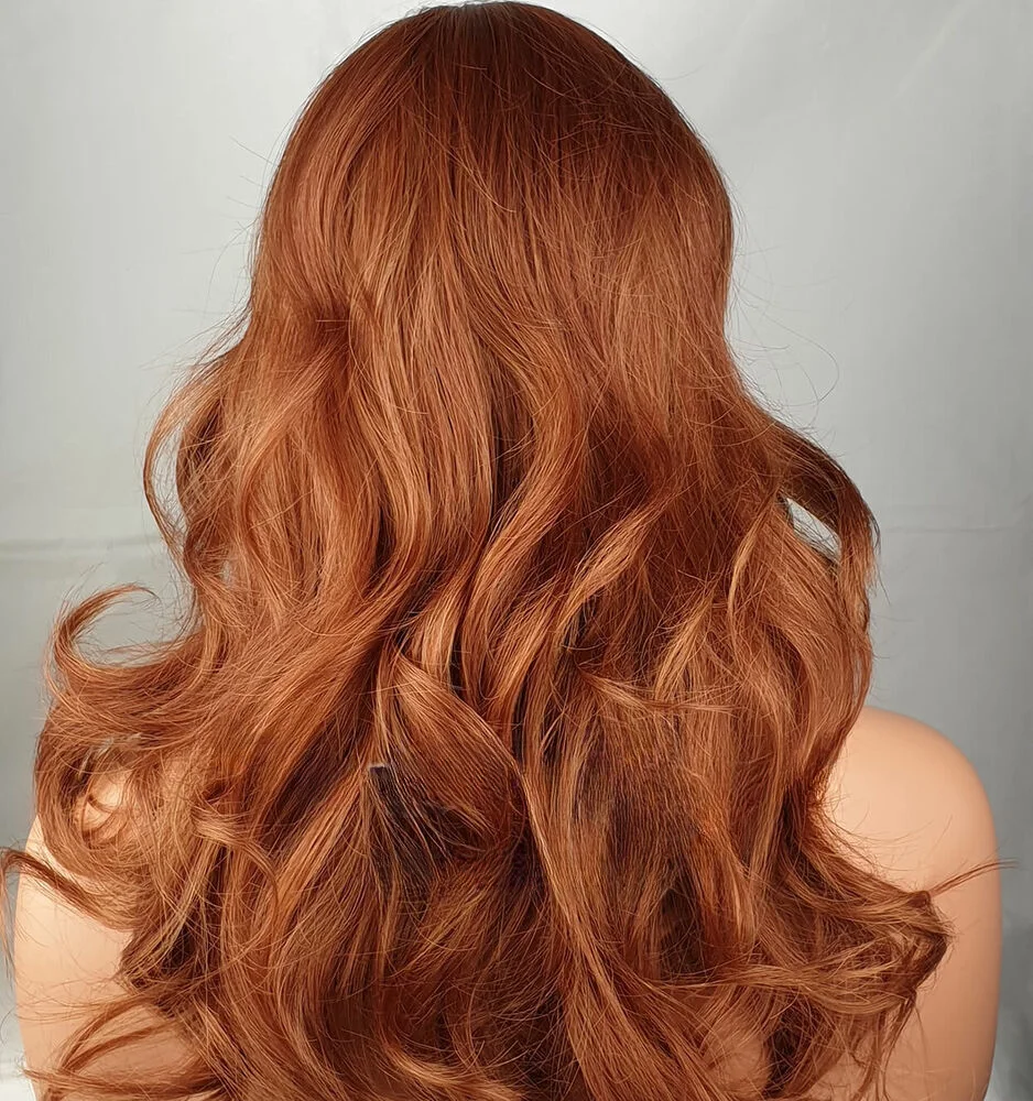 GINGER MIX LONG Synthetic BEACH WAVE WOMENS HEAT RESISTANT Wig