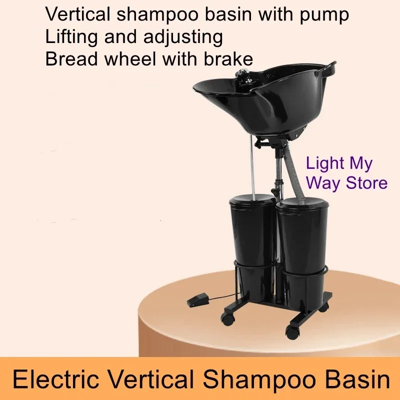 Portable Barber Store Vertical Shampoo Basin Home Tilt Shampoo Tray Pregnant Elderly Electric Double Barrel Shampoo Beds