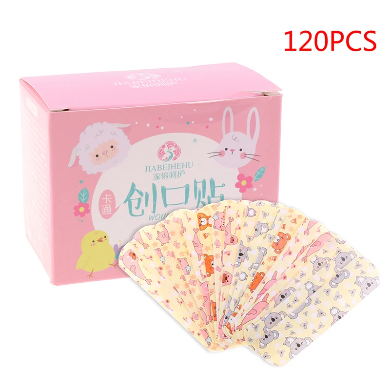 

120pcs/box Cute Cartoon Woundplast Waterproof Band Aid Adhesive Plaster Bandage Patch Hemostatic Wound Care Strip For Children