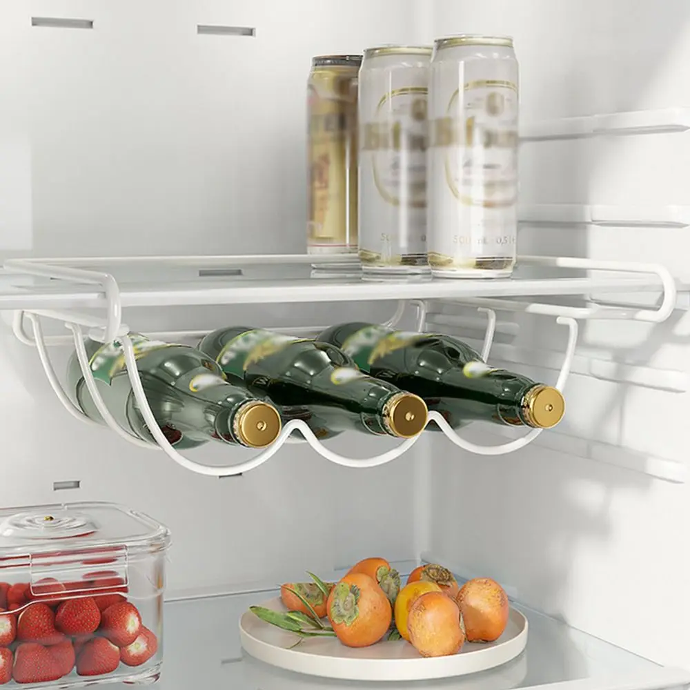 

Creative Fridge Wine Display Rack White Household Refrigerator Storage Rack Hanging Iron Wine Bottle Holder Kitchen