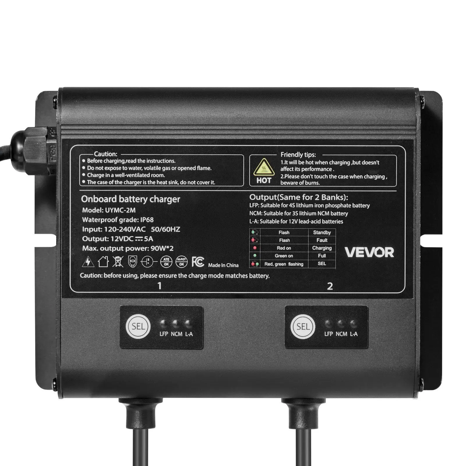 Marine Battery Charger 12V 5A 2 Bank Smart Charging System For Boat RV Yacht