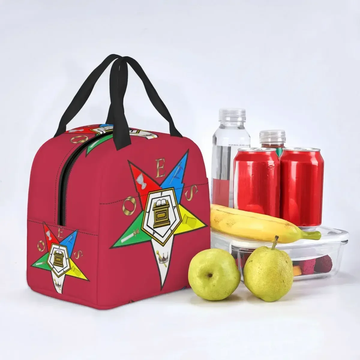 Eastern Star Logo Freemason Insulated Lunch Bag for Women Waterproof Thermal Cooler Bento Box Kids School Children lunchbag