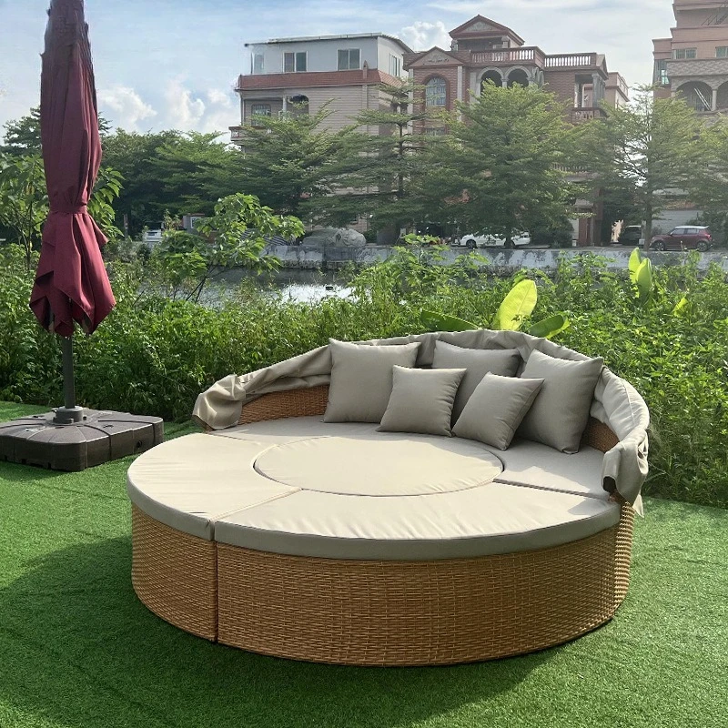 

Outdoor creative leisure splicing round sofa outdoor swimming pool seaside handmade rattan waterproof and sunscreen furniture