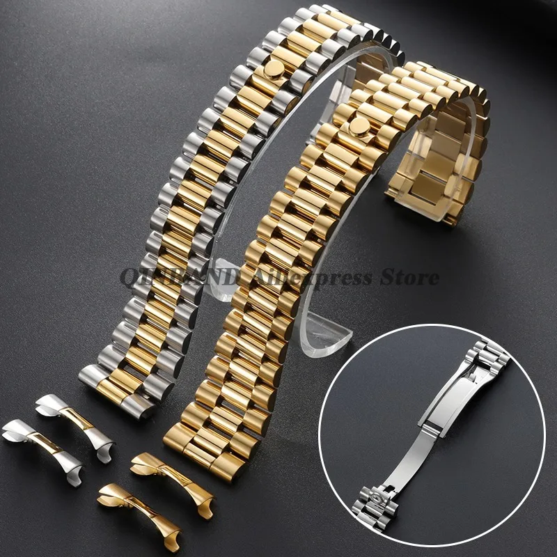 

Универсальный ремешок для часов с изогнутым концом для Rolex DATEJUST DAY-DATE OYSTERPERTUAL DATE 20 мм 21 мм 22 мм металлический ремешок складной браслет с пряжкой