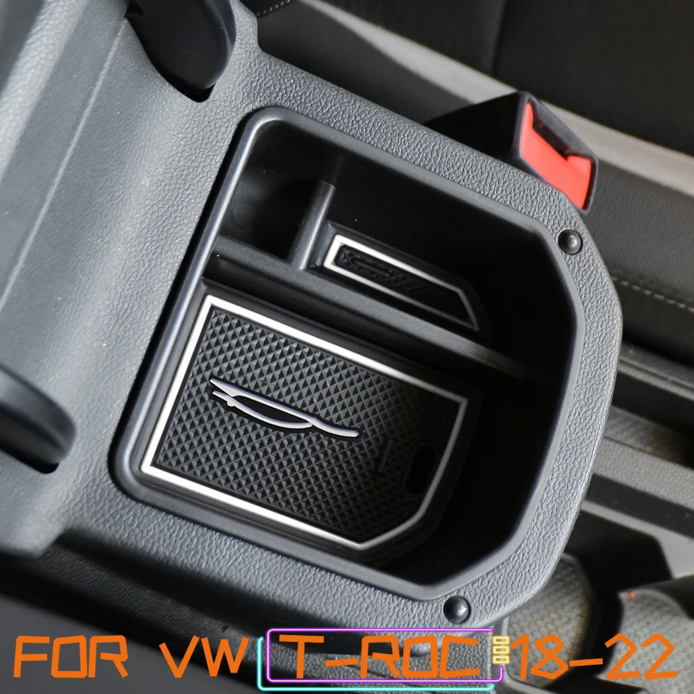 Car Armrest Storage Box Tray for VW T-Roc Troc 2017 2018 2019 2020 2021 2022 2023 Console Organizer Case Container Accessories