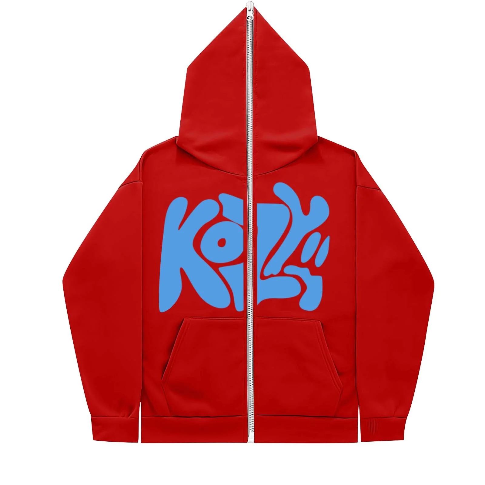 2024 New Product KOZY Letter Printed Zipper Hoodie Pattern Casual Coat