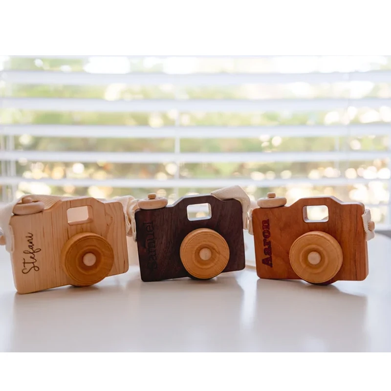 Cute Nordic Hanging Wooden Camera Toys Handmade Kids Toy Birthday Gift Safe Natural Toys for Children