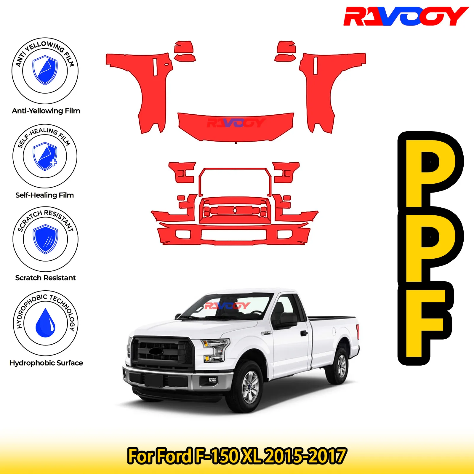

For Ford F-150 XL 2015-2017 Glossy Matte Black Precut front PPF Kit Paint Protection Film
