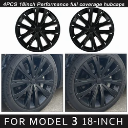 4PCS HubCap for Performance Tesla Model 3 18 Inch Accessories Wheel Cover  Hub Cap Full Rim Protector Cover  Wheel Cap2018-2023