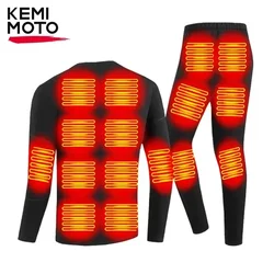 KEMIMOTO Heated Underwear Suits 28 22 Heating Areas USB Winter Thermal Warm Cotton Pants Men Women for Outdoor Motorcycle Skiing