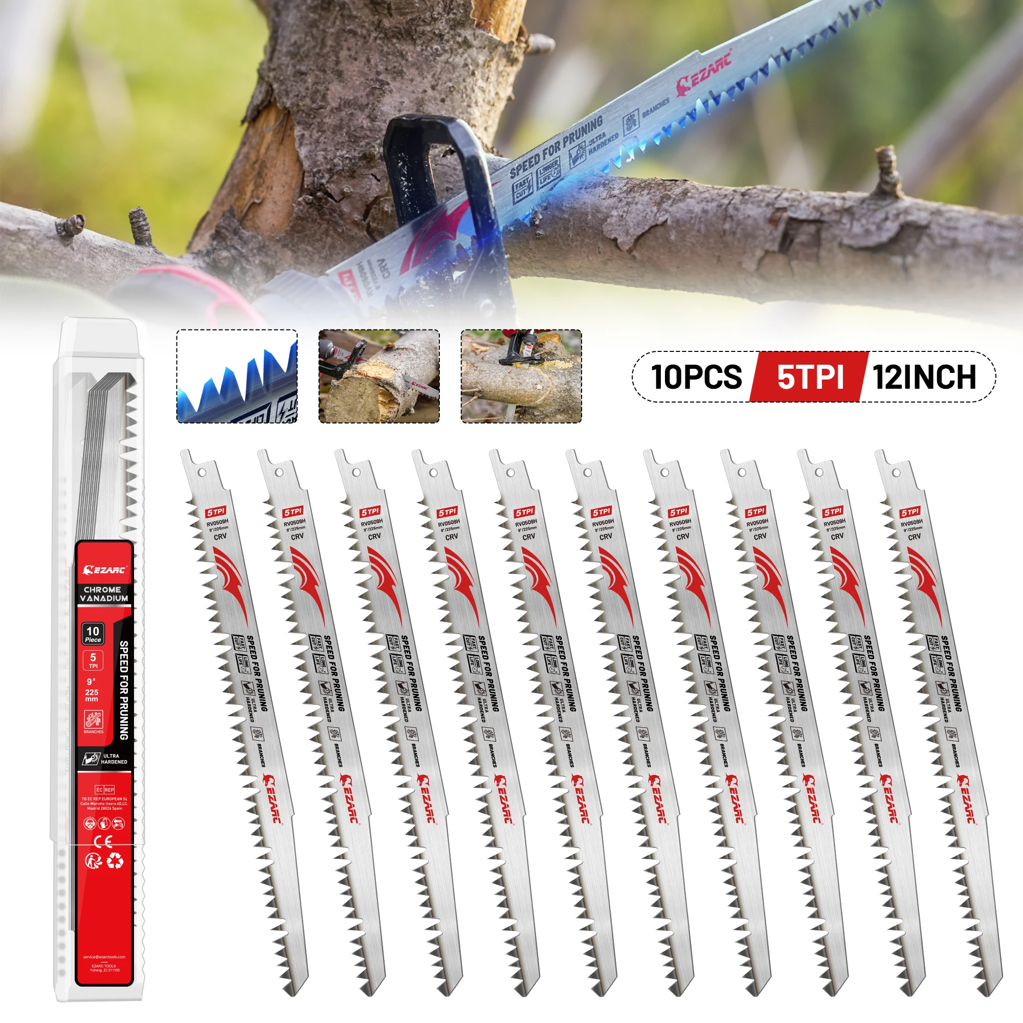 

12-дюймовые полотна для обрезки дерева, 10 шт., 300 мм, CR-v, лезвия для обрезки грунтовых зубов, для обрезки деревьев