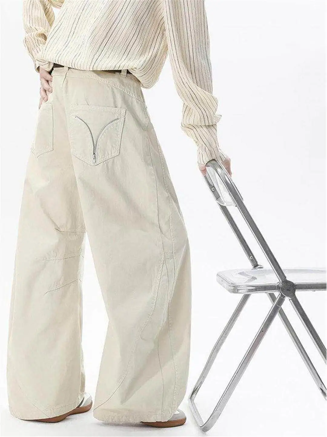 

Американские джинсы-карго с деконструированным дизайном, прямые, свободного кроя, с декоративной молнией на талии, повседневные, свободные, в стиле рабочей одежды