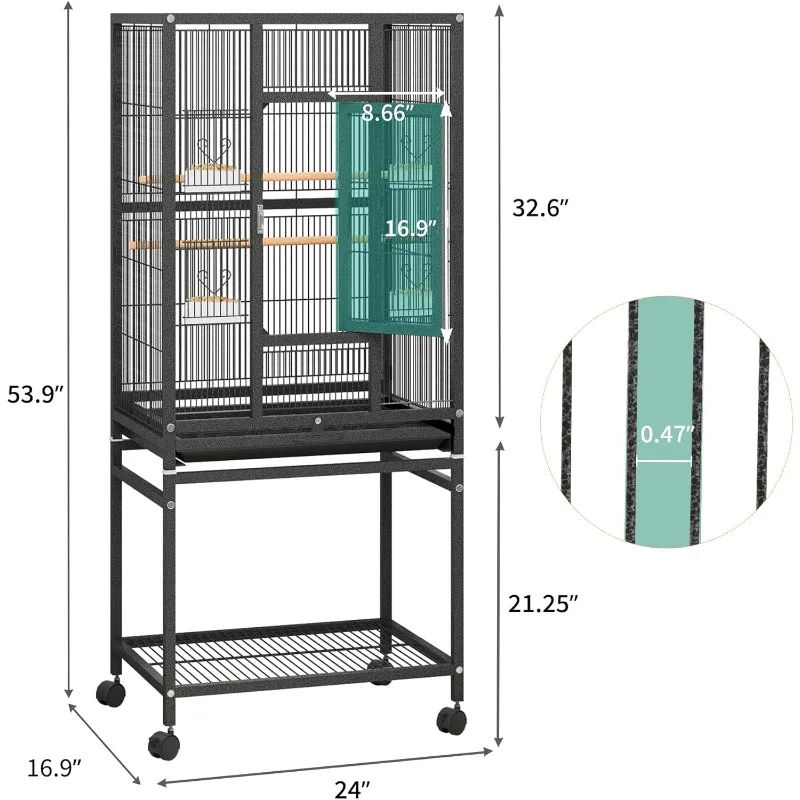 53 inches Bird Cage Seed Catcher & Birdcage Cover, Bird Cages for Parakeets, Parrot, Cockatiel, Pigeon, Finch cage for Birds