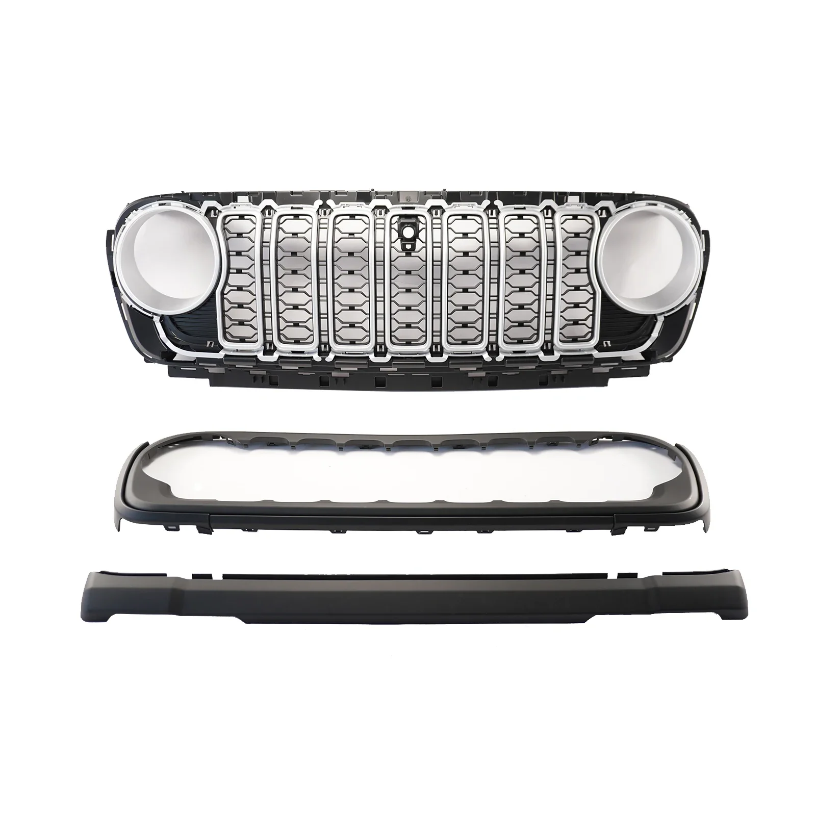 For Jeep Wrangler JL JT 2018 2019 2020 2021 2022 2023 2024 Front Bumper Mesh Grille With Camera Hole Car Accessories Matte Black