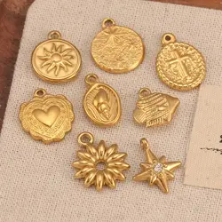3Pcs Vintage Sun/North Star/Cross Charms DIY Necklace Bracelet Jewelry Making Stainless Steel Cute Fish Pendants Handmade Crafts
