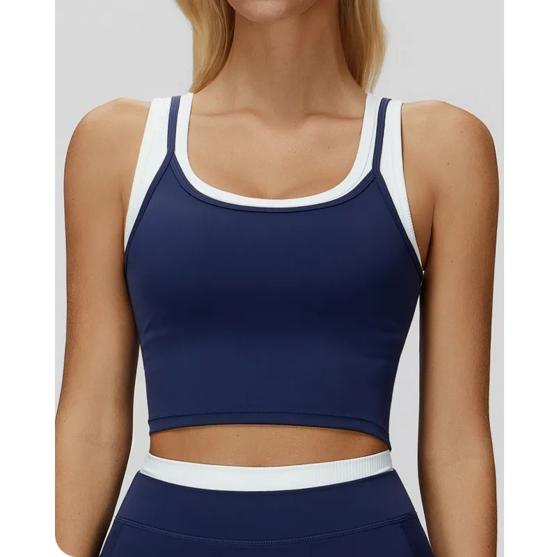 

ZEMOREXMZ Новый разделенный жилет из двух частей контрастного цвета телесного цвета модный повседневный топ для бега спортивное нижнее белье