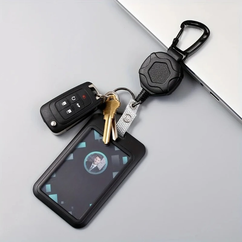 Heavy Duty Retractable Badge Reel Keychain Strap Tactical ID Badge Reel Strap Steel Retractable Rope