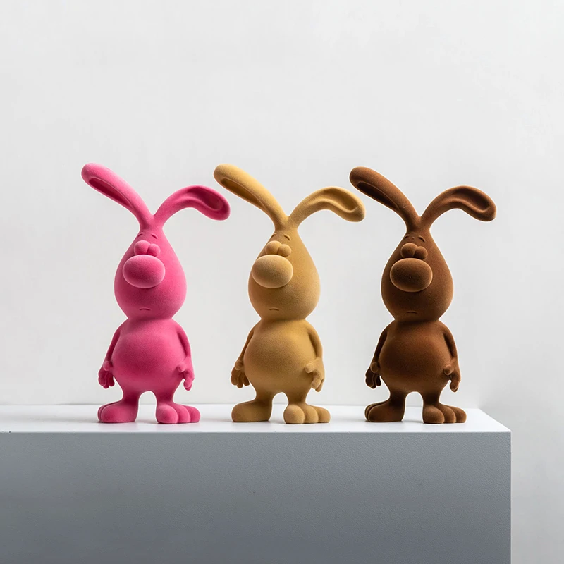 Nerdy Cute Rabbit Flock Ornaments Resin Living Room Children'S Room Tv Cabinet Desktop Creative Coffee Table Cute Furnishings
