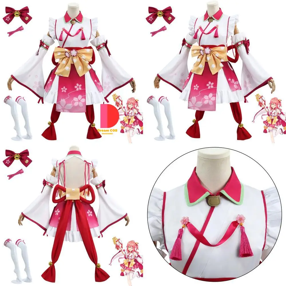 

Popular Virtual Idol Cosplay Costume Anime Sakura Miko Cute Pink Dress Role Play Women Wig Anime Convention Halloween Party