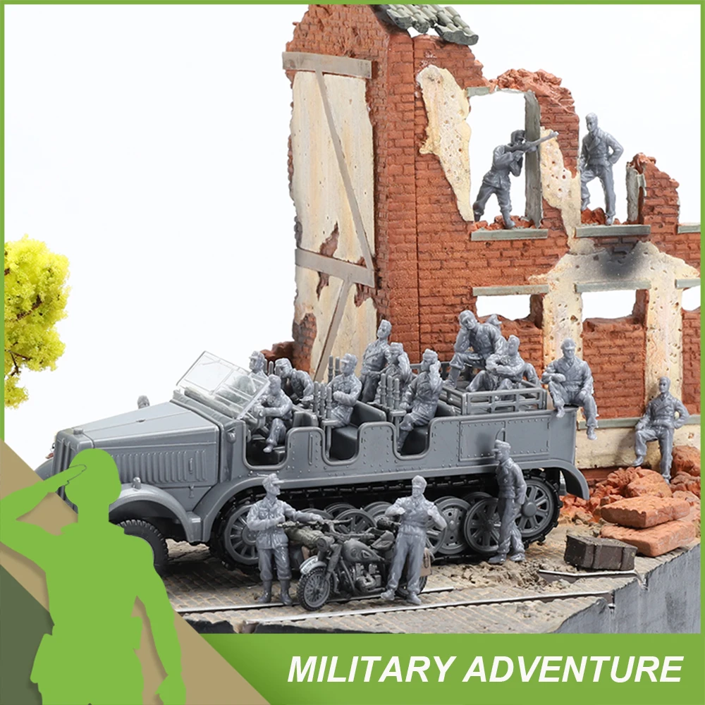 Viikondo Leger Mannen Speelgoed Soldaat Actiefiguurmodel Wwii Duits Vs Us 1/72 Mini 2.5Cm Militaire Set Voor Tankvoertuig Wargame Cadeau