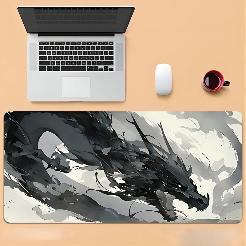 

Anime Black Dragon Large Gaming Mouse Pad - HD, Non-Slip Rubber Base, Rectangular Desk Mat for Office and Home Use