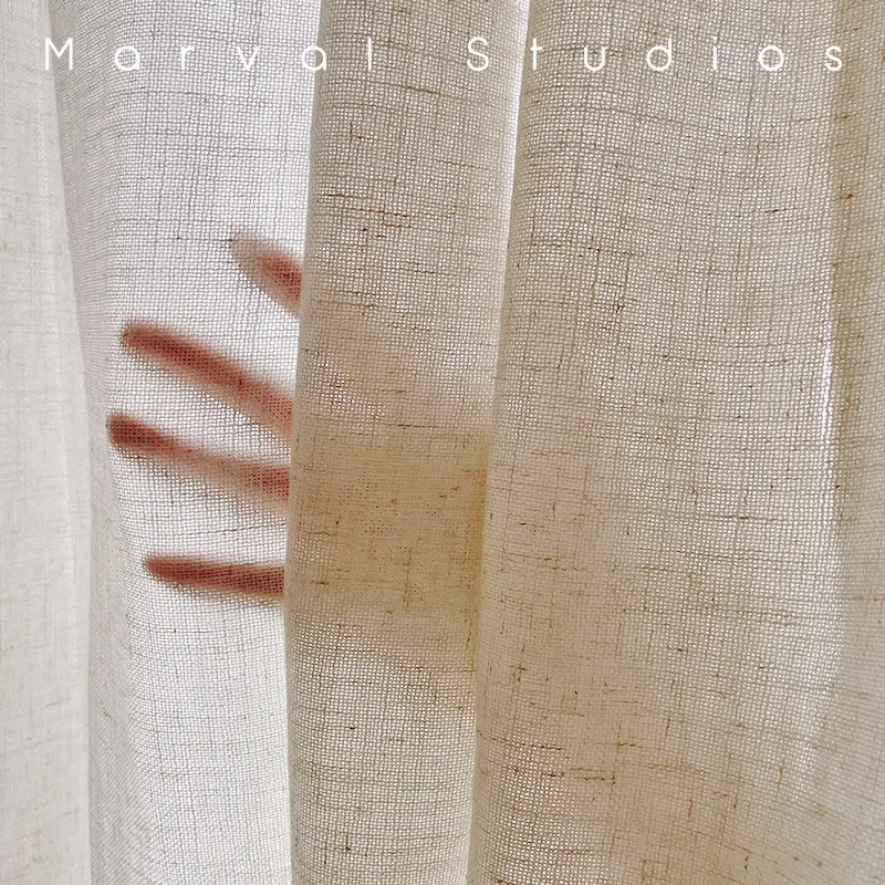 

Japanese Linen Curtain Living Room Bedroom Bay Window Balcony B&B Hotel Cotton And Linen Curtain Raw Wind Window Screen Fabric