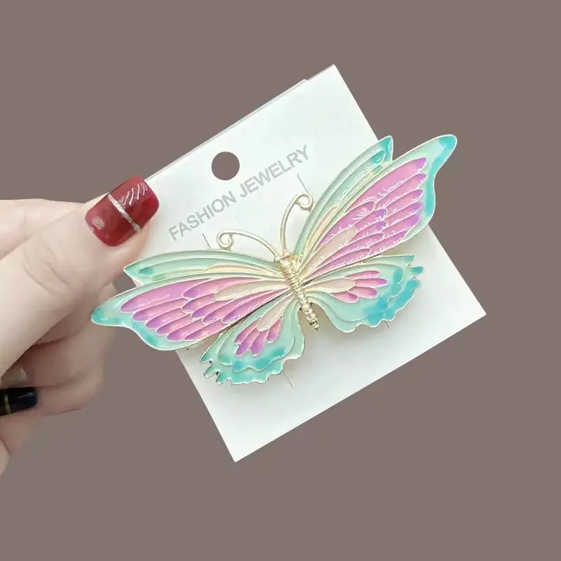 אופנה חדשה בסגנון קוריאני סגסוגת האביב קליפ חמוד ססגוניות חמוד ססגוניות פרפר שיער נשים