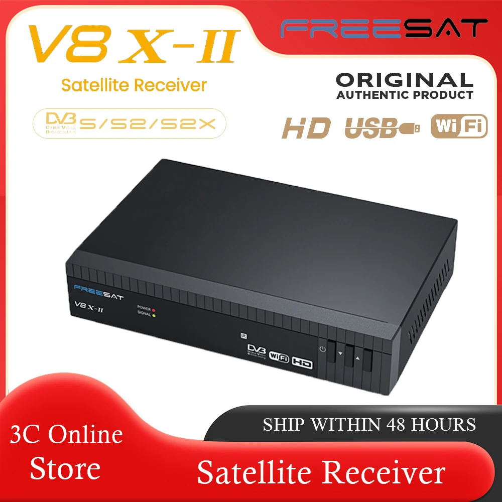 Receptor de satélite FREESAT V8X2, compatible con DVB-S2X/S2/S puede recibir señales SCPC y MCPC de satélites de banda Ku y C compatibles con Mars