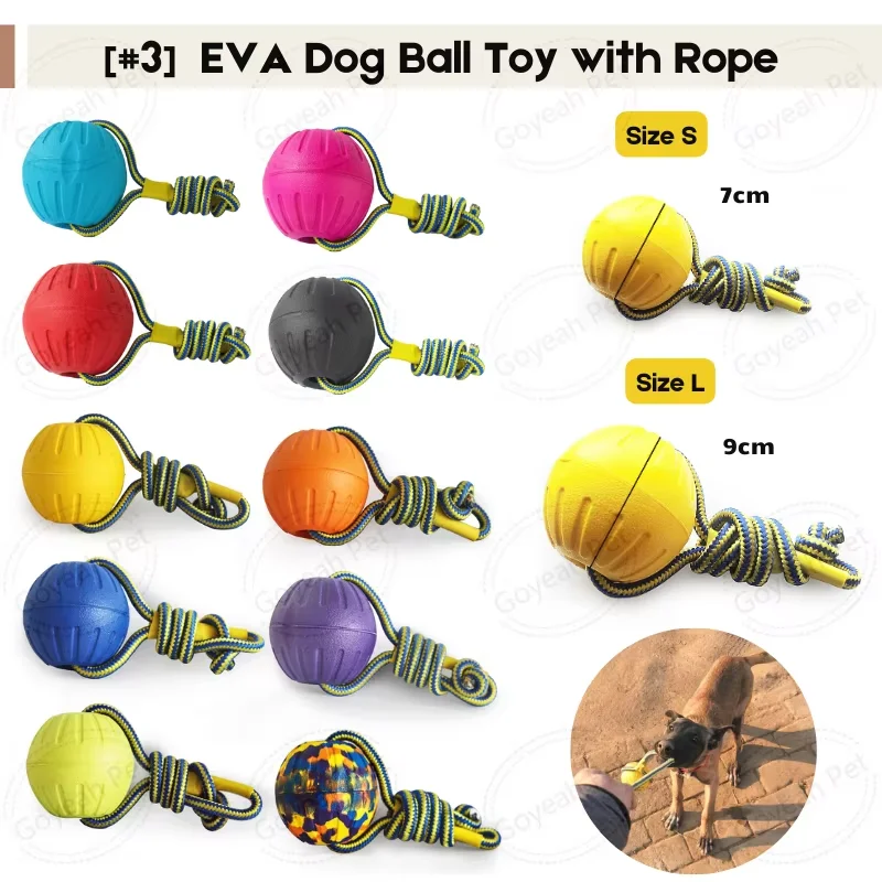 7/9cm Haustierbälle mit Seil Interaktives Outdoor-Fitness-Trainingsspielzeug EVA Hundekau-Ballspielzeug Sommer-Schwimmspielzeug für Haustiere – Detail 4