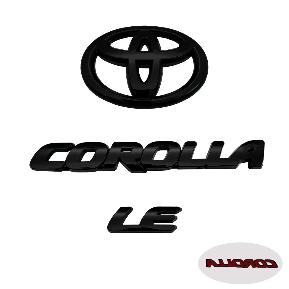

3 шт. глянцевых черных накладок с логотипом ABS для Toyota COROLLA 2020-2024 SEDAN SE LE PT948, только для седанов, аксессуар для багажника автомобиля
