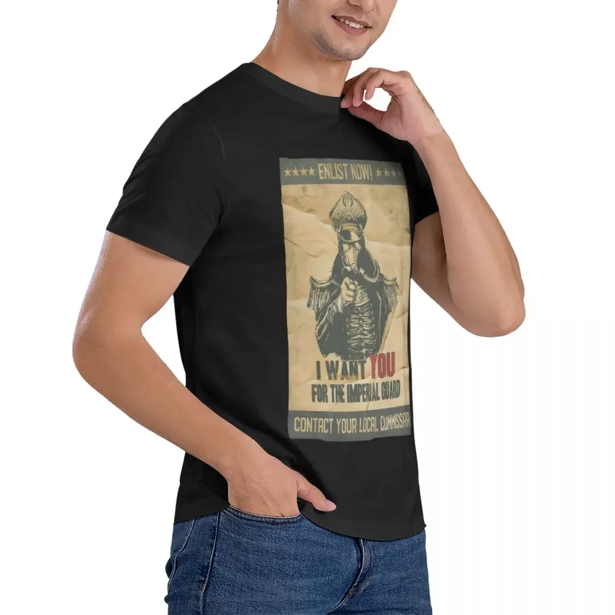 الحرس الإمبراطوري التوظيف المشارك الفكاهة القطن تي شيرت قصير الأكمام W-Warhammer 40k تي شيرت Crewneck الملابس الصيف