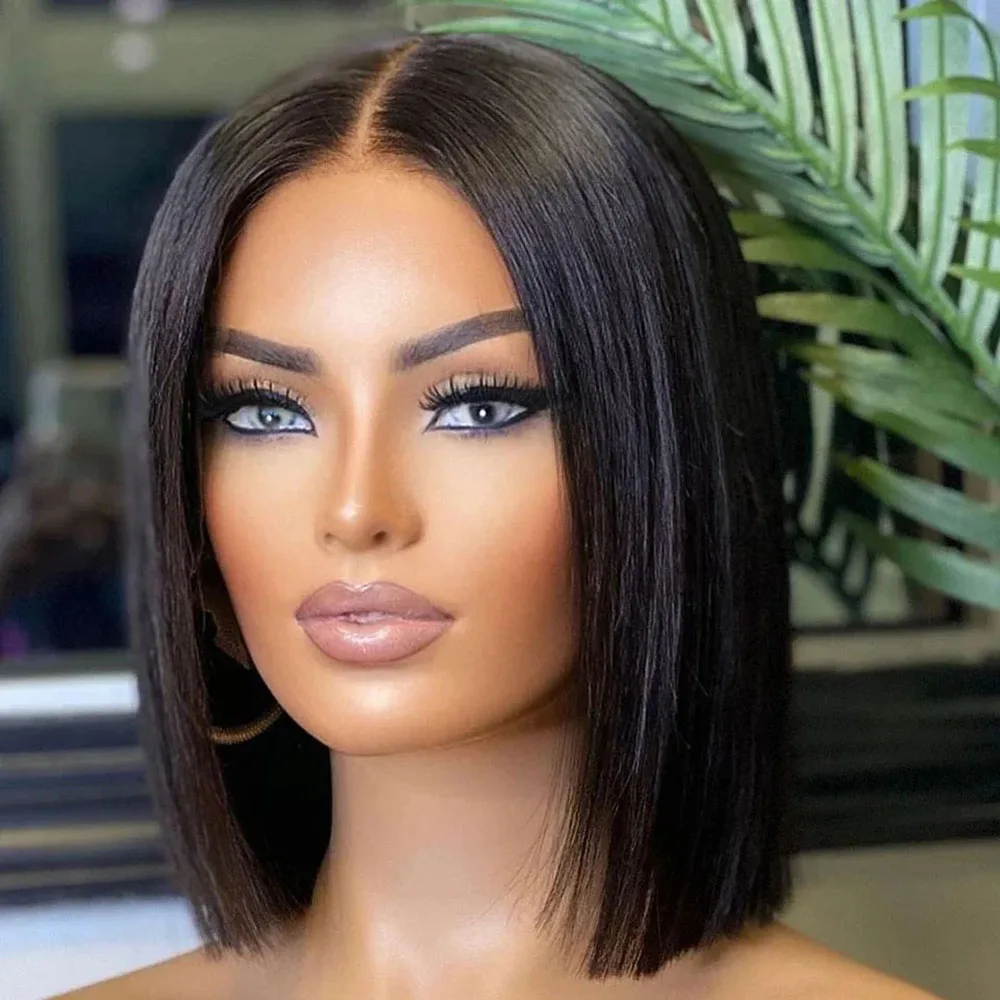 Ready To Wear Bob 200% Glueless Wig Human Hair 13x4 Bob Lace Frontal Wig Short Bob Wig Bone Straight Human Hair Wig Pre Plucked