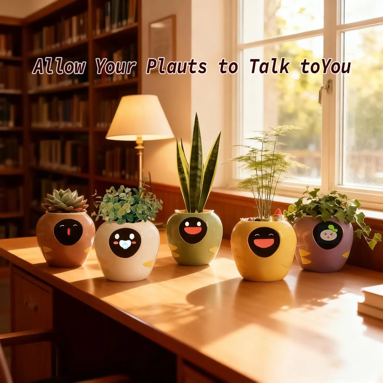AI intelligent flower pot emotional healing automatic watering office decompression cute pet companion intelligent voice robot