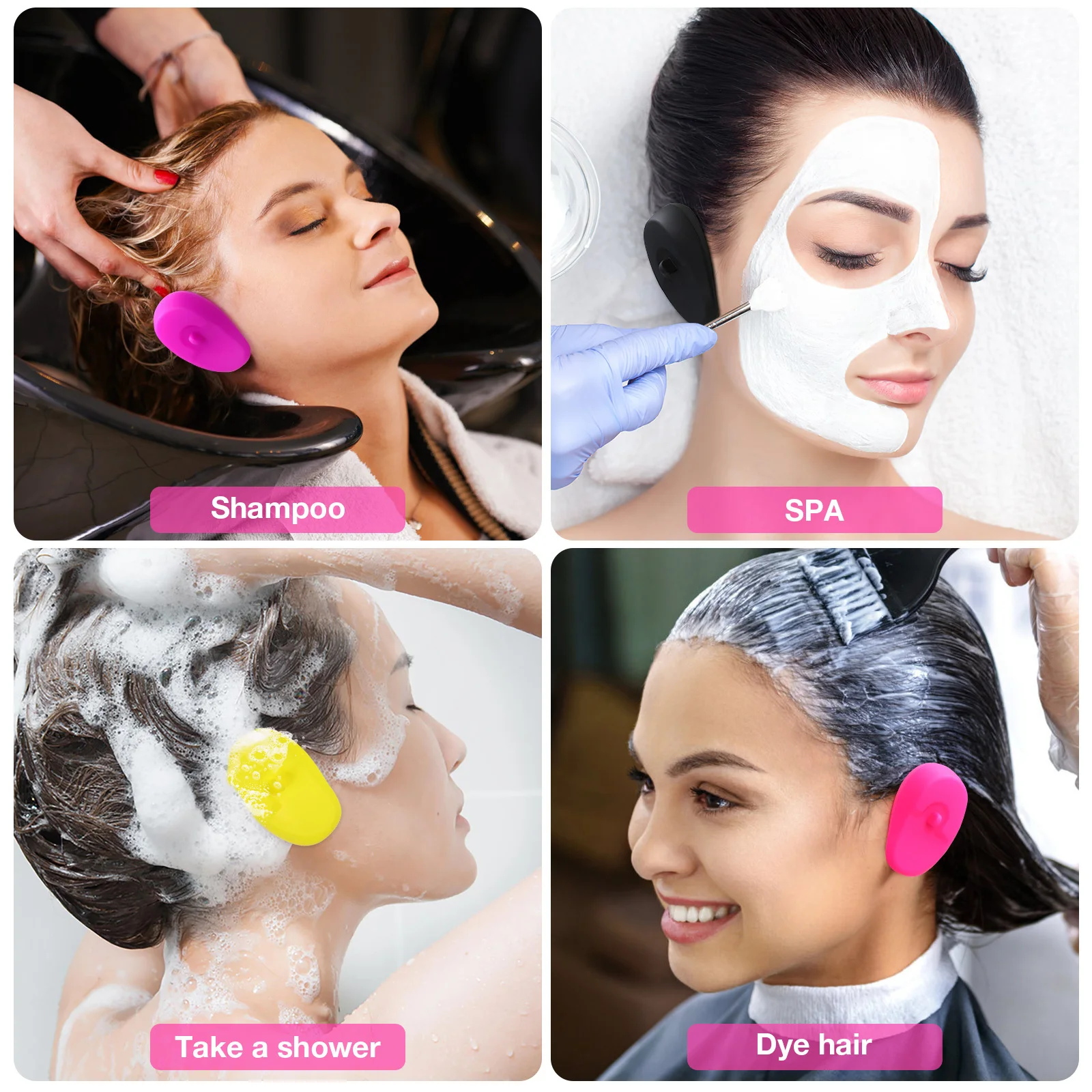 مقاوم للماء صبغ الشعر غطاء للأذنين مقاومة للحرارة سيليكون الأذن يغطي لتصفيف الشعر صالون المنزل استخدام أدوات التصميم الأذن #1