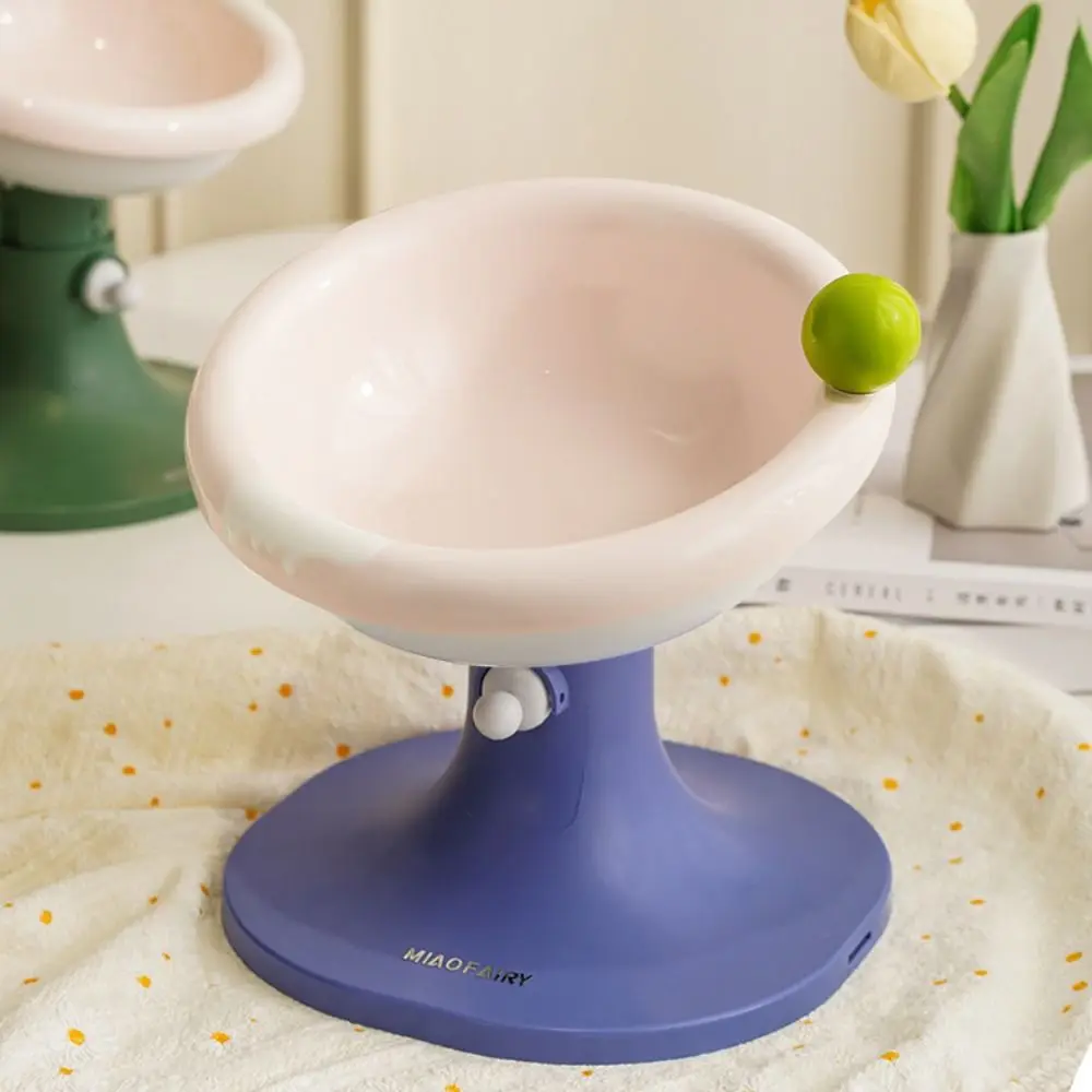 

Ceramic Cat Bowl Height Adjustable Slanted Mouth Dog Food Feeding Basin Non-slip Anti Tipping Pet High Foot Bowl Water Container