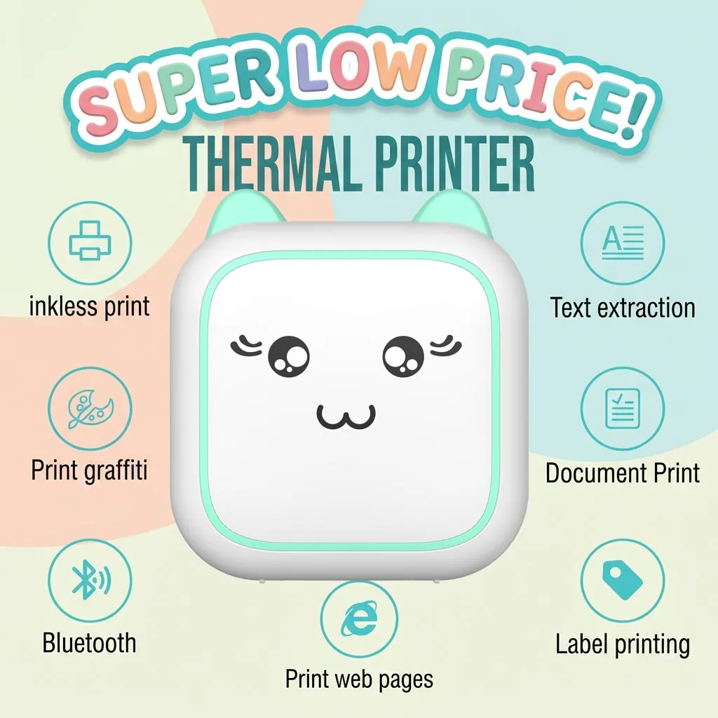 

Портативный термопринтер C25 MINI для печати фото и этикеток, 58 мм, беспроводной, Bluetooth, для Android и iOS