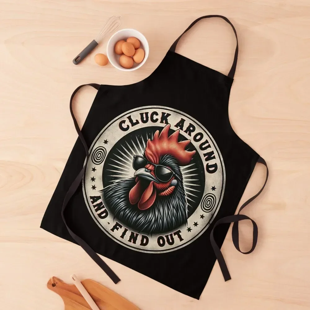 Cluck Around And Find Out Funny Chicken Rooster T-Shirt Apron bib with personal logo Kitchen Items For Home Salon Apron