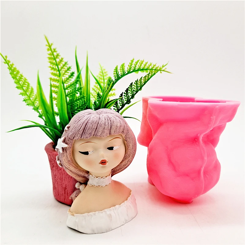 

Силиконовая форма для милых маленьких девочек для цветочных горшков, изготовления своими руками из бетона, смолы и штукатурных садовых украшений и поделок.