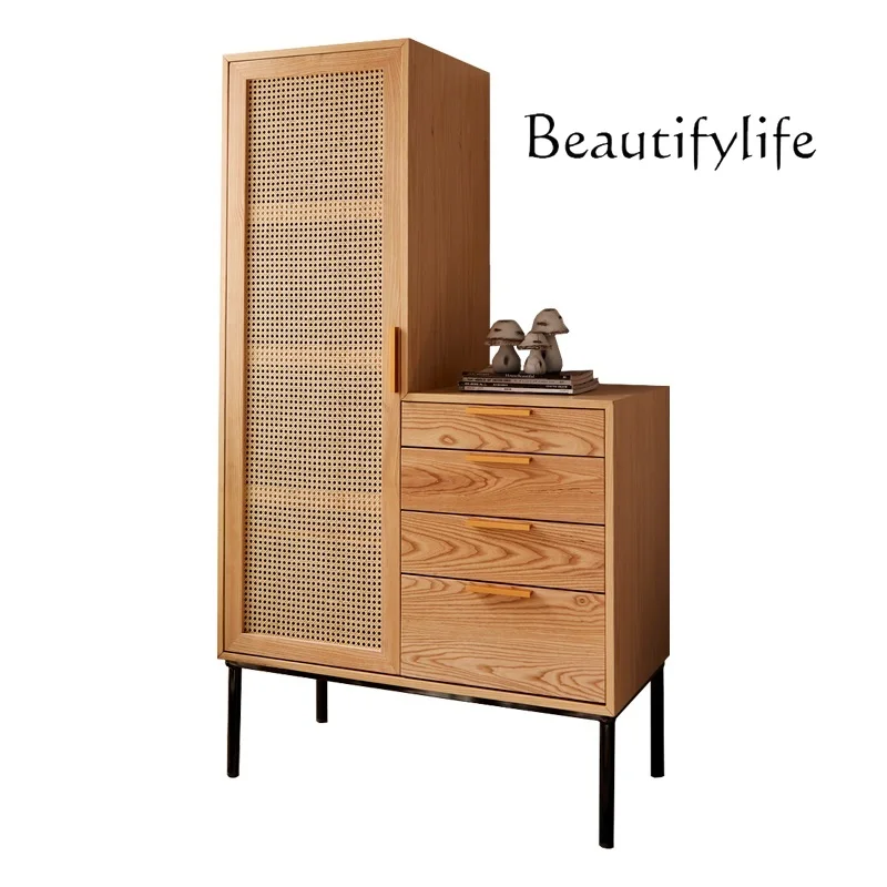 

Скандинавский шкаф из цельной древесины для гостиниц, ротанговый шкаф, японский шкаф для квартиры B & B с раздвижной дверью