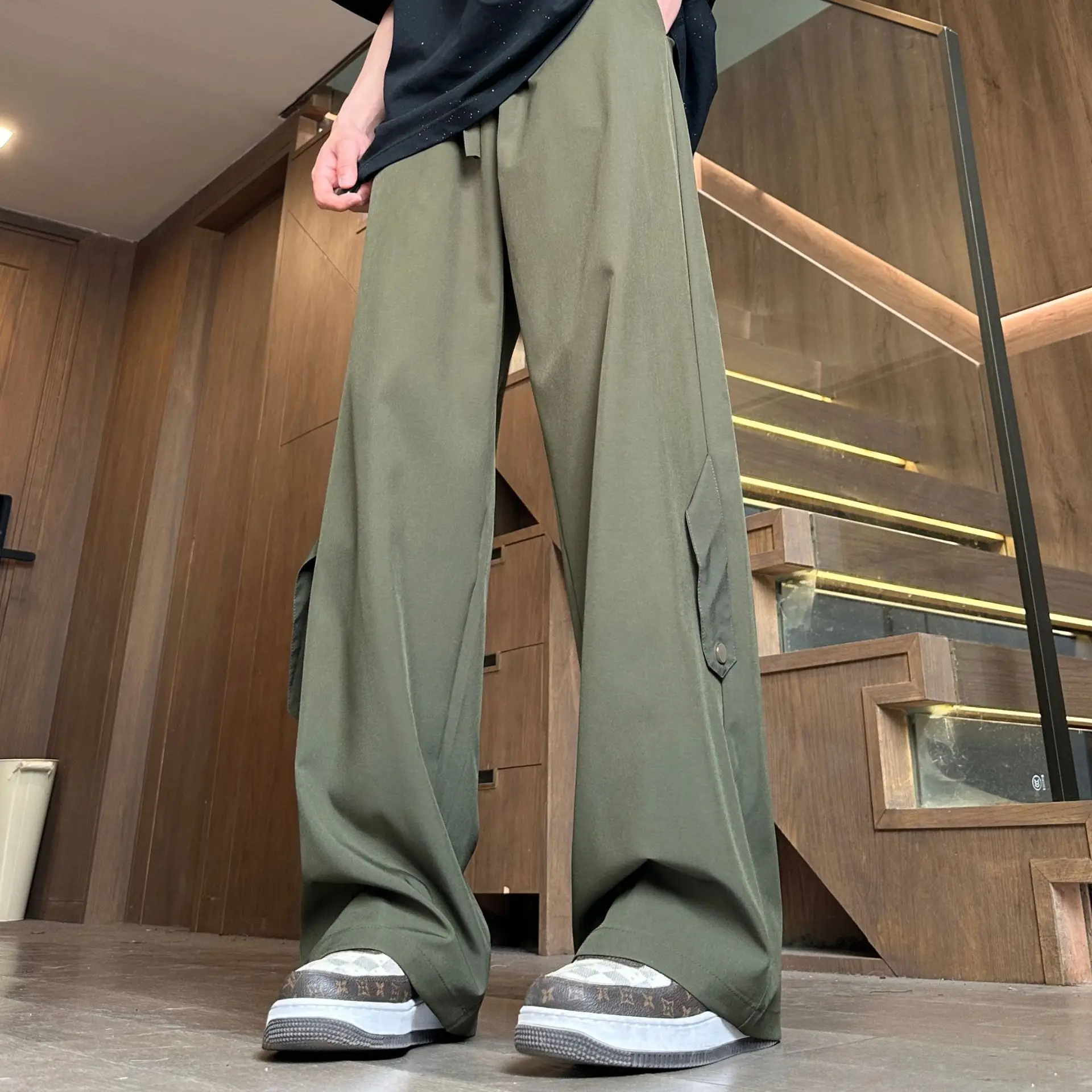 2025 الصيف الرجال السراويل سريعة الجافة رقيقة وتنفس مستقيم الساق بناطيل كاجوال للجنسين فضفاضة تناسب كول اللمس موضة ركض