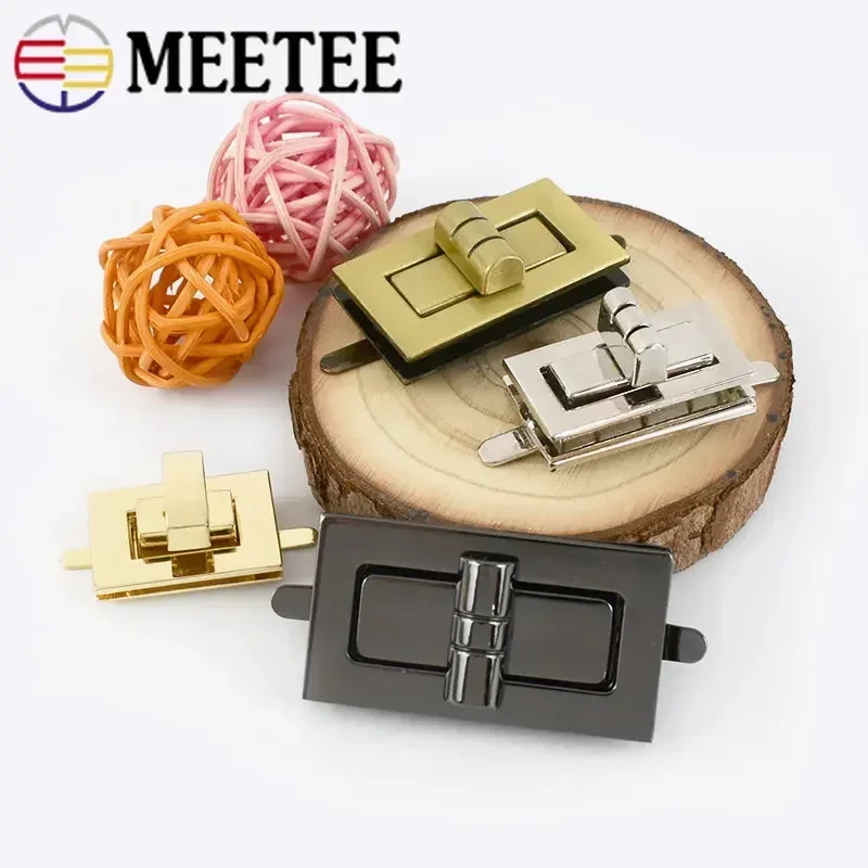 2/5Sets Meetee Metal Twist Turn Lock Snap Clasps Purse DIY Handmade Closure Hasp Buckle Crafts Locks for Bag Part Accessories